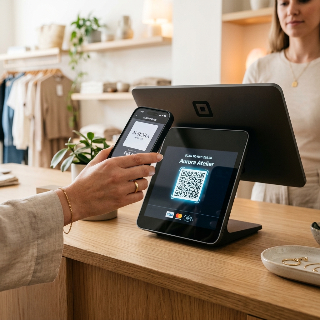 Customer scanning a digital loyalty card at checkout
